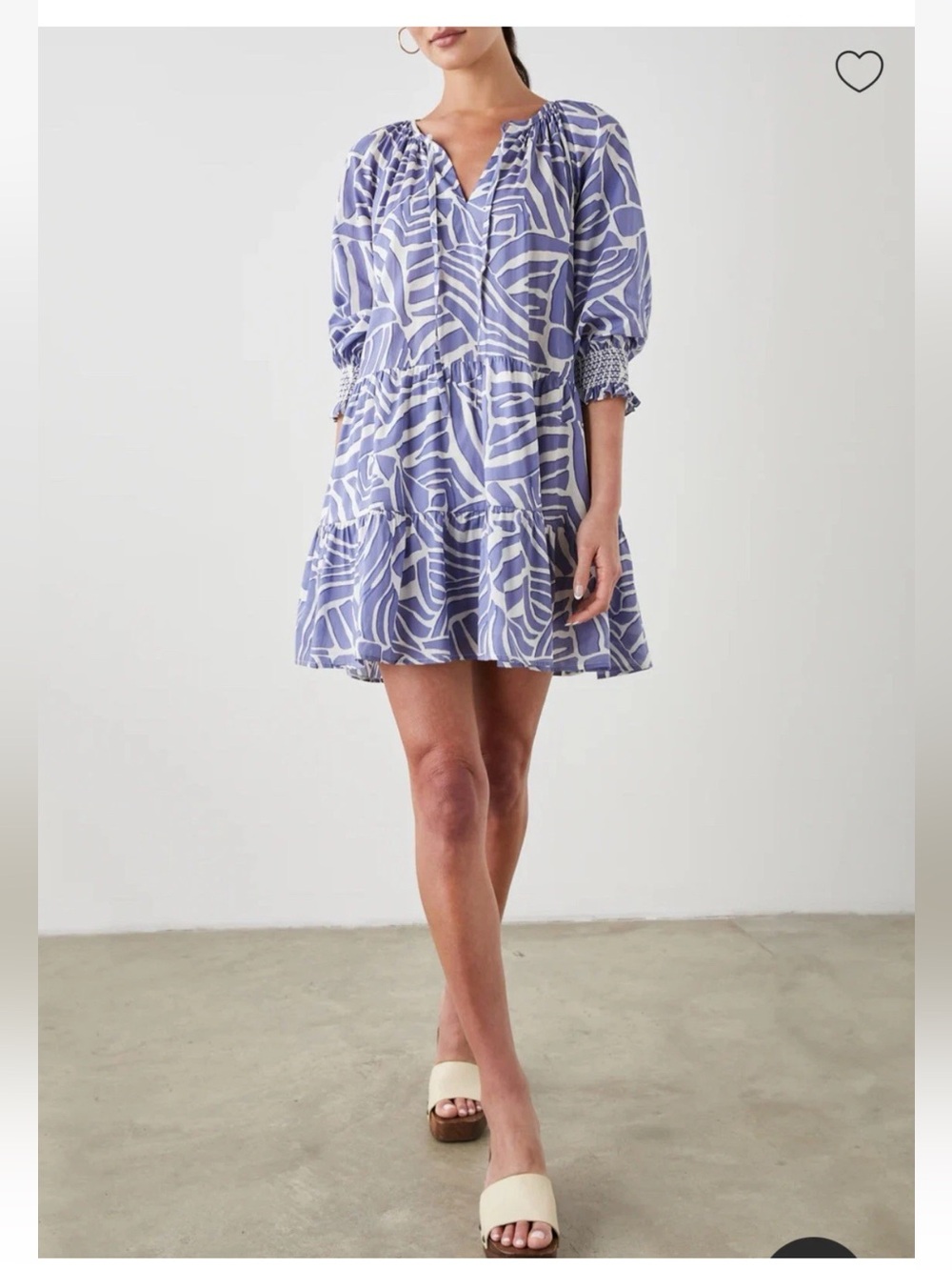 Rails Sia Island Waves 100% Cotton  3/4 Sleeves Knee Length Dress Small